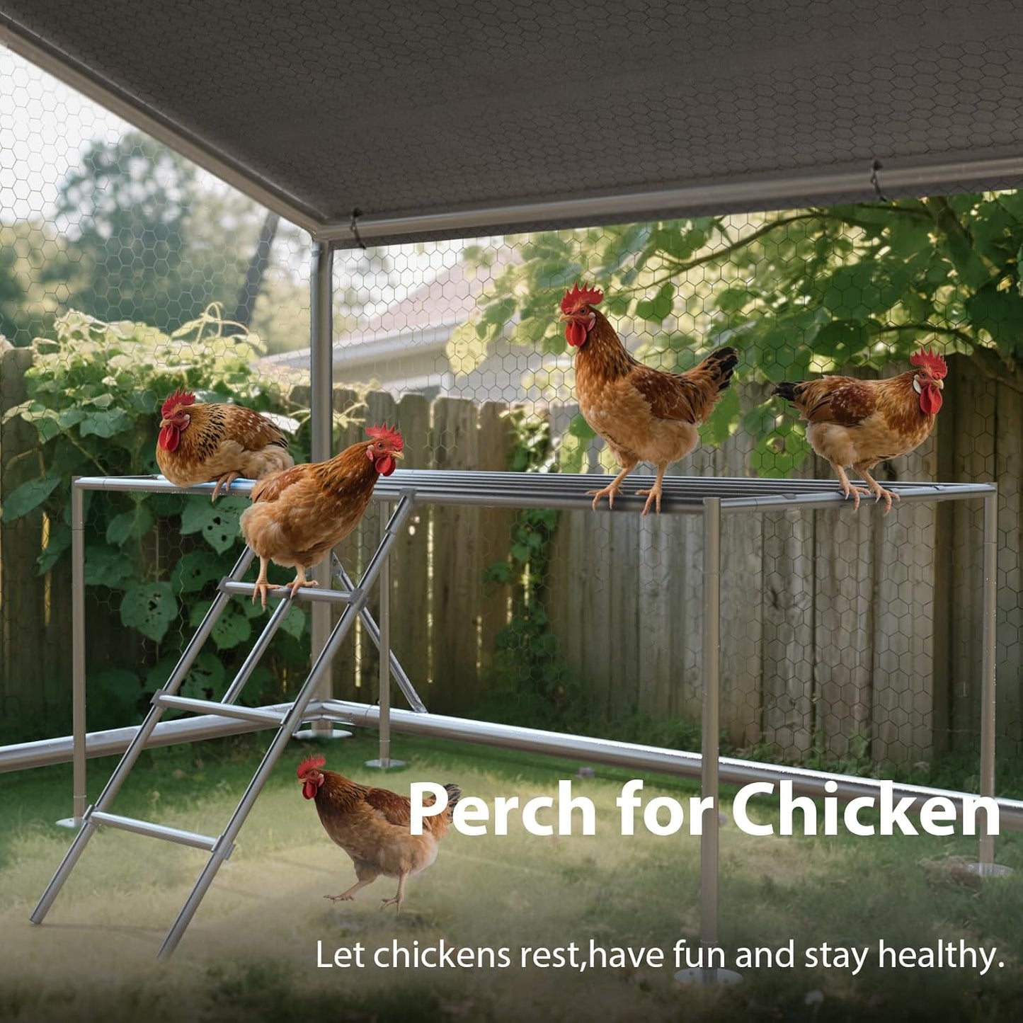 JAIOO 9.8x26.2x6.4FT Walk-in Chicken Coop with Metal Frame
